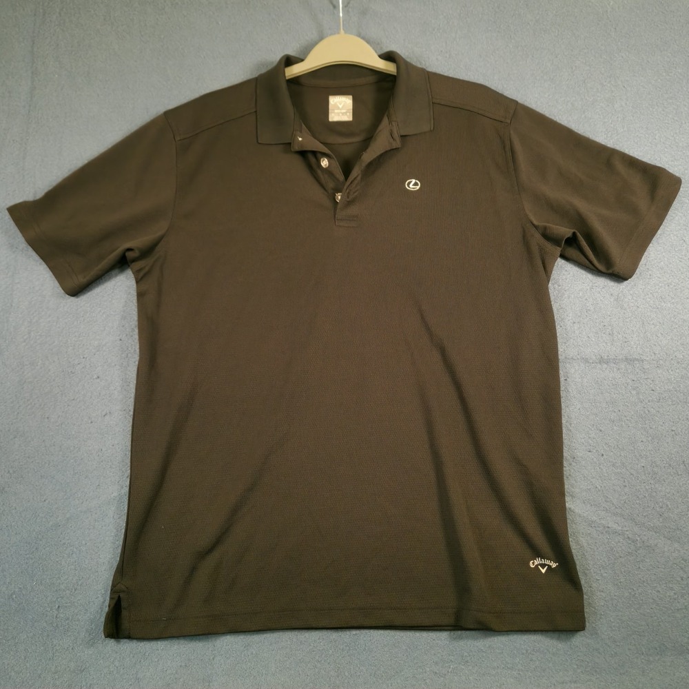Callaway Opti Dri Performance Golf Polo Shirt Short Sleeve‎ Mens Size L Black